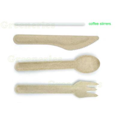 China Restaurant Food Grade Disposable Paper Picnic Takeaway Carnivals Bagasse Utensils Compostable Cutlery for sale