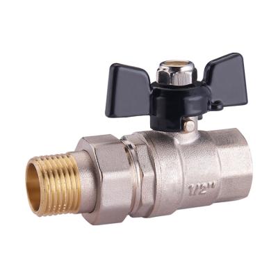 China TMOK DN15 Good Quality General Butterfly Handle Female / Male Thread PN16 Brass Ball Valve for sale