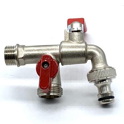 China Newest General 2022 popular brass nickel plating and two valve bibcock for garden for sale