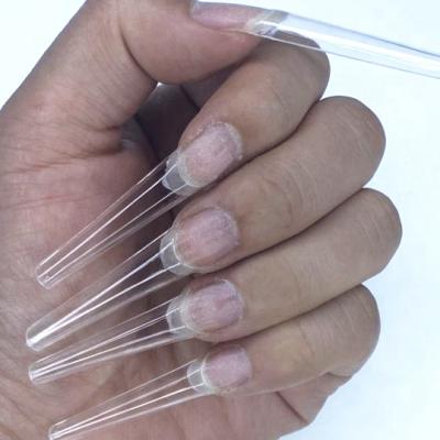 China 240Pcs French Curve XXXL XXL Extra Long Coffin Nail Tips Professional Fake French Deep Curve C Coffin Nail Tips for sale