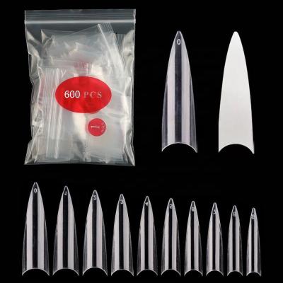 China 500pcs/Bag 30-41mm Easy Use Salon Half Cover Sclear Nail Tips Long Half Cover No C Curve XXL Nail Stylus Tips for sale