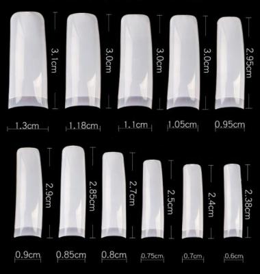 China French Design Easy Wear 550pcs/bag Smile Curved Artificia Nails White Half Cover Square Shape Nail Tips for sale