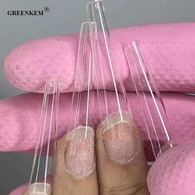 China Easy Use 120Pcs/Box C Curve Half Cover XXL Acrylic Extra Long Clear French Coffin Soft Gel Nail Tips for sale