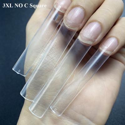 China Easy Apply 500pcs/Bag XXL Coffin Nail Tips No C Curve Half Square Straight Cover Long False Nails Acrylic Tool Customized Logo Label for sale