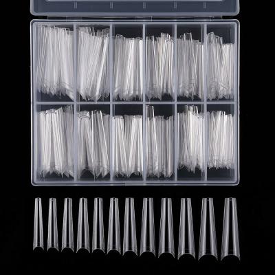 China 240pcs/Box Custom Logo No C French Curve Half Cover Nails XXL Natural Clear Natural False Coffin Nail Extra Long Tips for sale