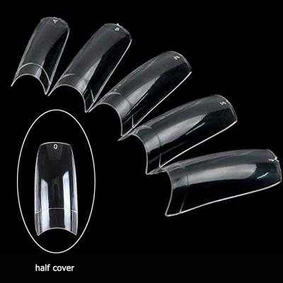 China 500pcs/Box Easy Use Half Cover Xxl C Curve Acrylic French Nail Tips Tips Straight Clear Nail Long #1 Tapered Square Nail Tips for sale