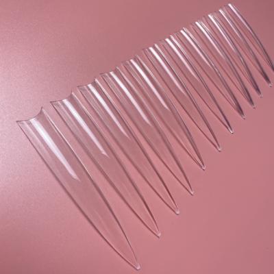 China Durable xxl nail stiletto tips nails supplies salon tips design xxxl extra long c curve tapered thin clear square nail tips box for sale