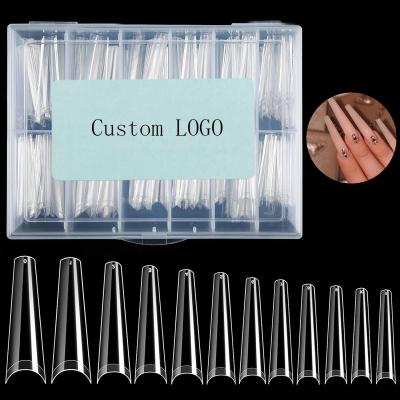 China 120/240/500pcs/Box Easy Use Extra Long Clear Nail Tips Cover FalseNail Tips Acrylic Ballerina Half Long No C XXL Coffin Nail Tips for sale