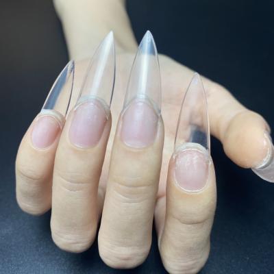 China New 500pc/bag French Nail Tips French Artificial Tips Cover Half Sharp Nail Art Stilettos for sale