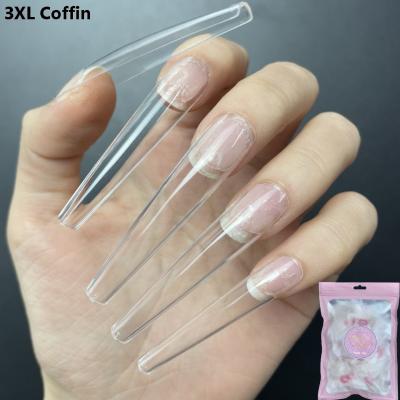 China Easy Apply 240Pcs/Bag Press On Ballet Fake Stiletto Nails Coffin Shape XXL Full Cover Artificial Extra Long Nail Tips for sale