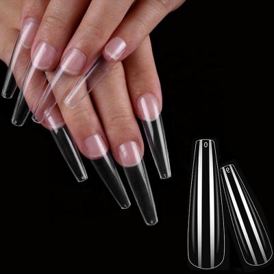 China Easy Apply 120Pcs XXL Full Cover No C Curve Packing Box Manicure Nail Art Decoration Tools Artificial Acrylic Full Cover Coffin Nail Tips for sale