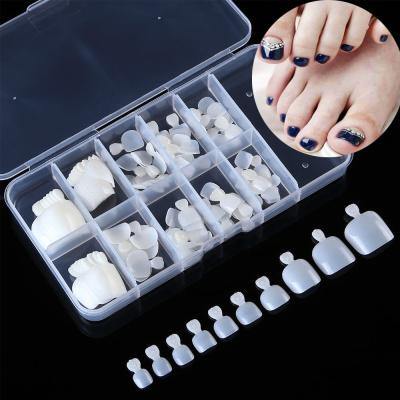 China Easy Apply 100Pcs Clear Toe Nails Tips Foot Tips Fake Natural Nail Art Decoration Full Cover Manicure False Nails for sale