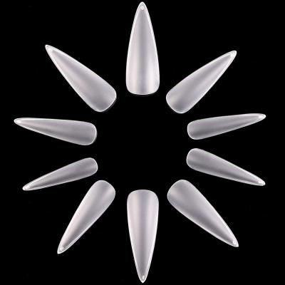 China 500Pcs Long Matte Full Cover False Nails MakarttAcrylic Design Nail Tips Soak Off Clear Nail Stiletto Tips for sale