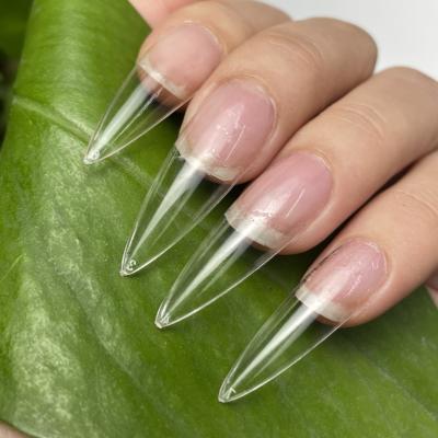 China 500Pcs XL Full Cover French Long Clear Stiletto Nail Tips High Quality Short Stiletto Nail Tips for sale