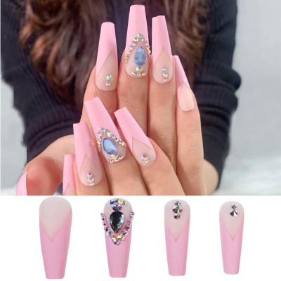 China Detachable Acrylic Ballerina False Nail DIY Nail Art 1 Set Decal Stiletto Tips False Coffin With Glue Nail Art Press On Nails Decoration for sale