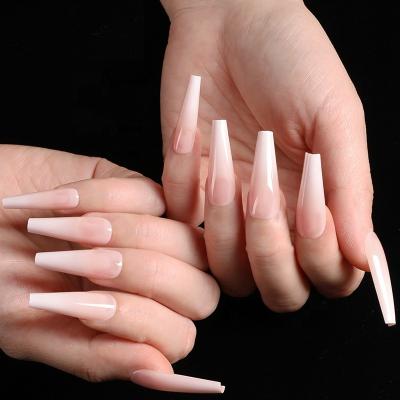 China DIY Nail Art 24pcs/Bag Full Cover Bag Pink French Short-Peeled Hand And Toe Nails False Nails Press On Nails for sale