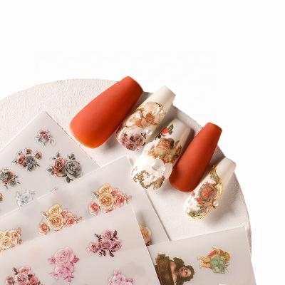 China French Dragon Water Transfer Slider Letter Sky Nail Design Decal Cupid's Cross Angel Christian Nail Sticker Virgin Mary for sale