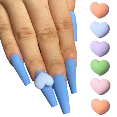 China 3d Nail Three-Dimensional Fluorescent Nail Art Candy Nail Charms Frosted Peach Love Heart Nail Jewelry Candy Color DIY Art Decoration for sale