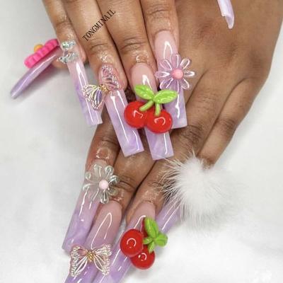 China Luxury 3D Nail Rhinestone Decoration Cherry Nail Charm Decals Trendy Fashionable Cute Nail Tool Decoration for sale