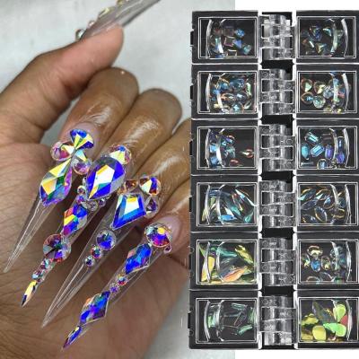 China Trendy Mix Shapes Sparkle Crystals Gem Manicure Diamond Metal Irregular Beads Small DIY Accessories Nails 3D Decorations Nail Rhinestone for sale