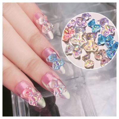 China 3d Nail Art Jewelry Nail Decoration Diamond Diamond Ornaments Bear Finished Stereo Aurora Crystal Gel Symphony Candy Bear Nail Art DIY Decoration 6pcs/Set for sale