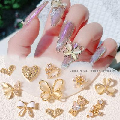 China 3d Nail New Cat Eye Butterfly Three-Dimensional Love Bear Bow Art DIY Decoration Zircon Diamond 3D Nail Luxury Nail Charms for sale