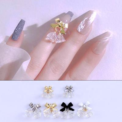 China 3d Nail Art Decoration Rhinestone 3D Bow Nail Charms Crystal Bell Transparent Christmas Nail Art DIY Decoration New Year Nail for sale