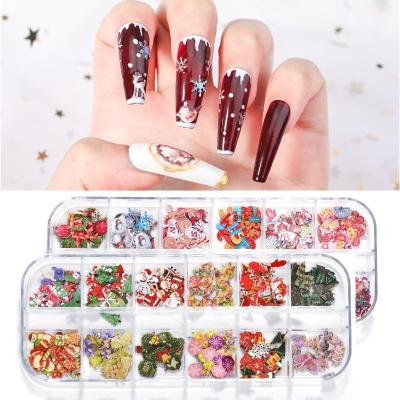 China Nail Art Butterfly Sequins Sticker Ornament Christmas DIY Nail Art 12 Grid Bar Box Wood Pulp Set Long for sale