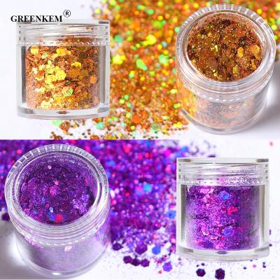 China DIY Nail Art Accessories Holographic Nail Art Glitter For Nail Decorations Mix Laser Hexagon Shape 3D Nail Glitter for sale