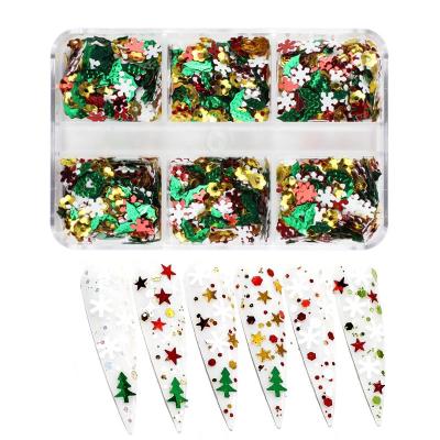 China Easy Apply 6 Colors Nail Art Christmas Snowflake Nail Sequins For 3D Manicure DIY Decorations Nail Sticker for sale