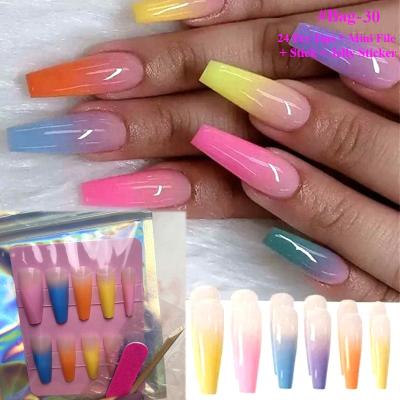 China DIY Nail Art 20Pcs/Bag French Nail Tip Portable Designed Full Cover Coffin Long Detachable Ballerina Fake Nails Press On Nails for sale