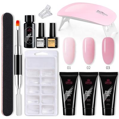 China Hot Selling Eco-friendly Professional Acrylic Quick Liquid Gel Nail Extension Kit With UV Lamp for sale