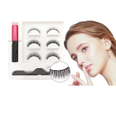 China 3 Pairs Magnet Natural Natural Eyelashes Simulation Magnetic False Eyelashes Fit Natural Fluffy Makeup Tool Kit for sale