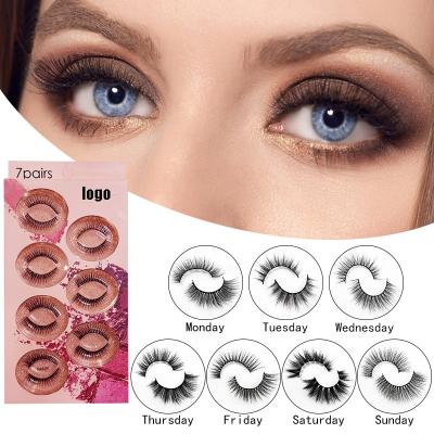 China 7 Pairs/Box 3d Natural Mink False Eyelashes Natural Eyelashes With Handmade Fluffy Mink Eyelashes Tweezers for sale