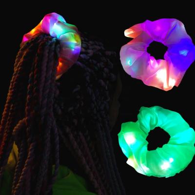 China Hot Selling Large Size Mulberry Silk Hair Tie 22 Satin 22mm Luminous Nail Beauty Salon LED Hair Ties Momme Mulberry Silk Scrunchies for sale