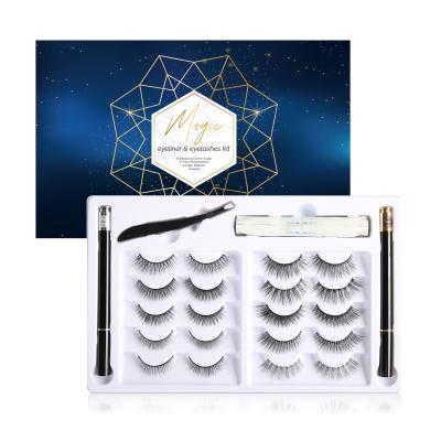 China 3D Box Natural High Quality Adhesive Mink Long Eyeliner Self Adhesive Eyelashes With Eyeliner for sale