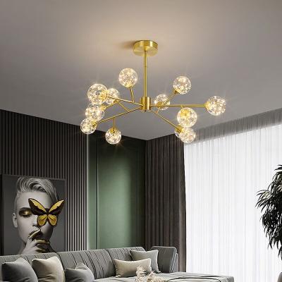 China Modern Geometric Metal Chandelier Globe Kitchen Dining Room Glass Ceiling Lamp for sale