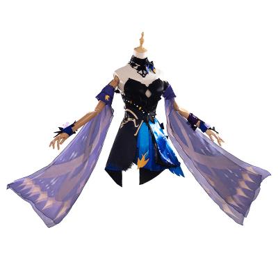 China Polyester Genshin Impact Keqing Cosplay Costume Dress Dress KE Qing New Skin Halloween Costumes for sale