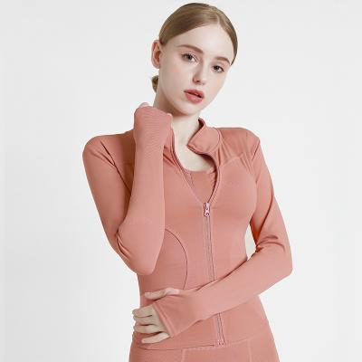 China Women's Fitness Breathable Long Sleeve Quick-Dry Sports Vest Yoga Tight-Fitting Yoga Tops Cardigan Training Wear for sale