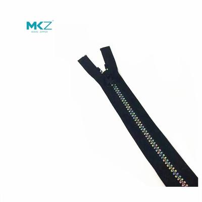 China Other MKZ new and fashion resin zipper with irregular teeth with glitter colored zipper for sale