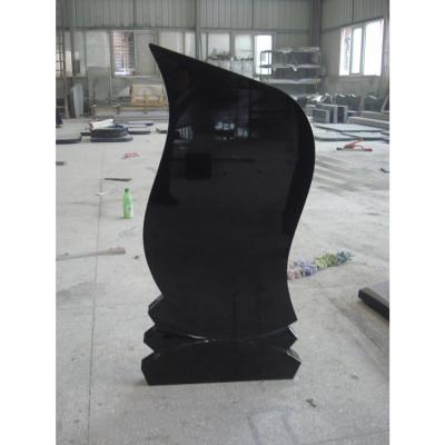 China Modern Russian Polished Black Headstone Carved Monument Black Granite for sale