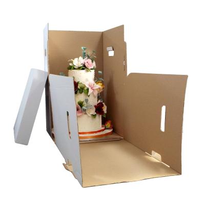 China Wedding 10,12,14,16inches White Corrugated Tall Cake Box Recyclable for sale