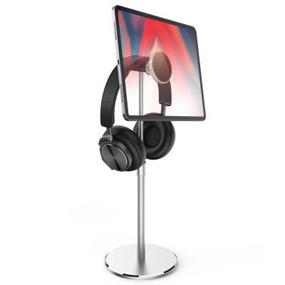 China Universal Aluminum Metal Foldable Metal Cell Phone Stands Desk with Headphone Stand Holder for sale