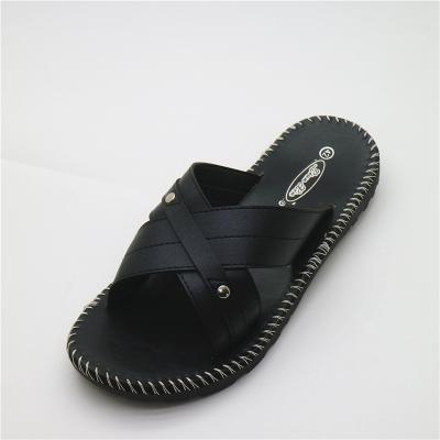 China PU all design black man leather sandal for men lather filp flop sandals and slipper men for sale