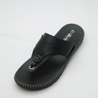 China Classic Black Leather Causal Flip Flops PU Men Flip Flops Sandal For Men Sandals And Slipper Leather Men for sale