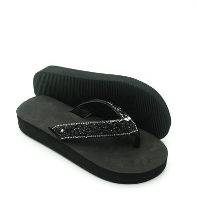 China Matte Black Scree Embellished Light Women Eva Flip Flop Slipper for sale