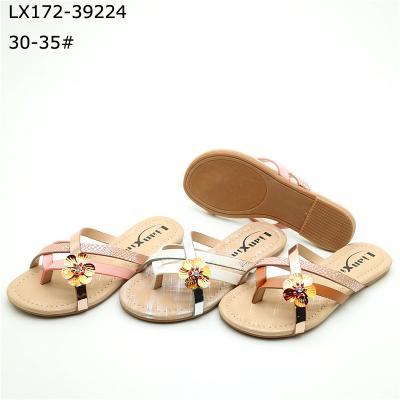 China Fashion Patent PU Leather Sliders Flip Flops Women Beach Slippers for sale