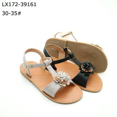 China Lovely Children's Other Cheap Price Girl's Other Flat Flowers Summer Princess Sandals Shoes for sale