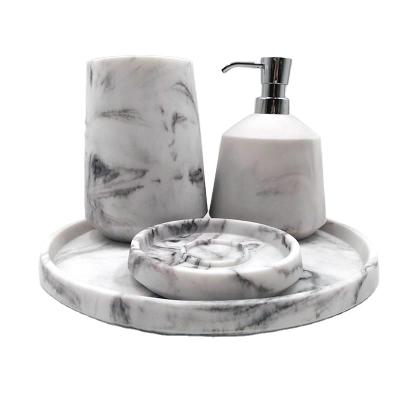 China Hotel Viable Decoration Effect Resin Bathroom Accessories Natural Marble Set for sale