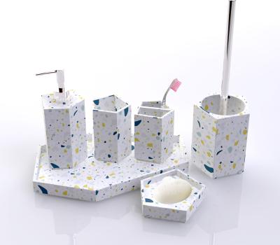 China Modern Sustainable Glass Mosaic Household Accessories Resin Bathroom Accessories Set for sale